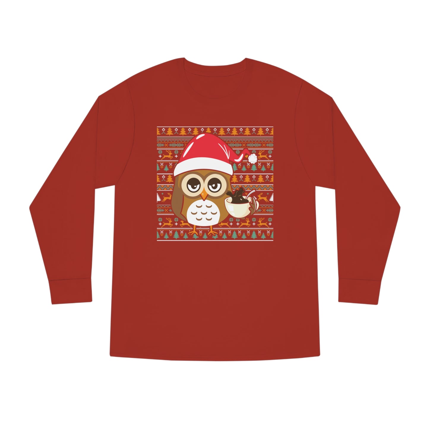Owl in Santa Hat Ugly Christmas Sweater Long Sleeve T-shirt