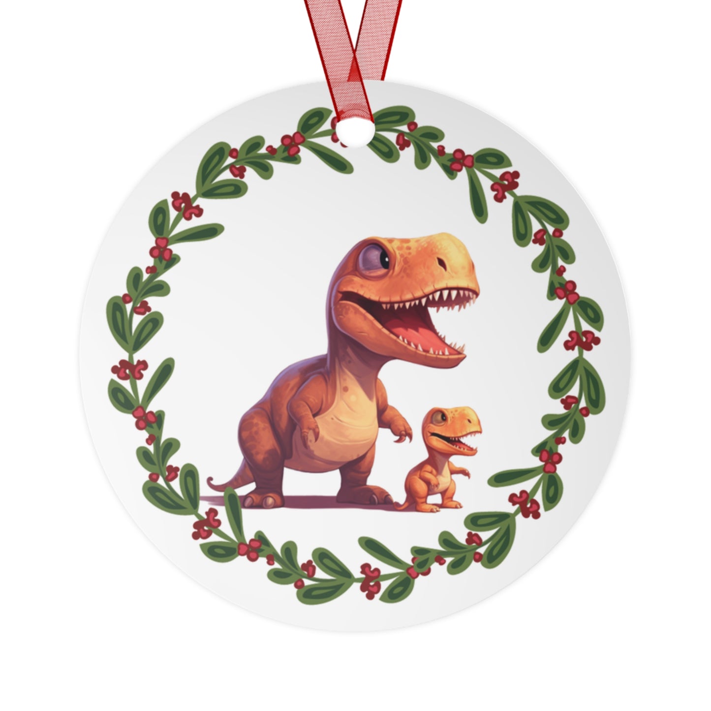 T-Rex Tyrannosaurus Rex Dinosaur Mom and baby Christmas Ornament