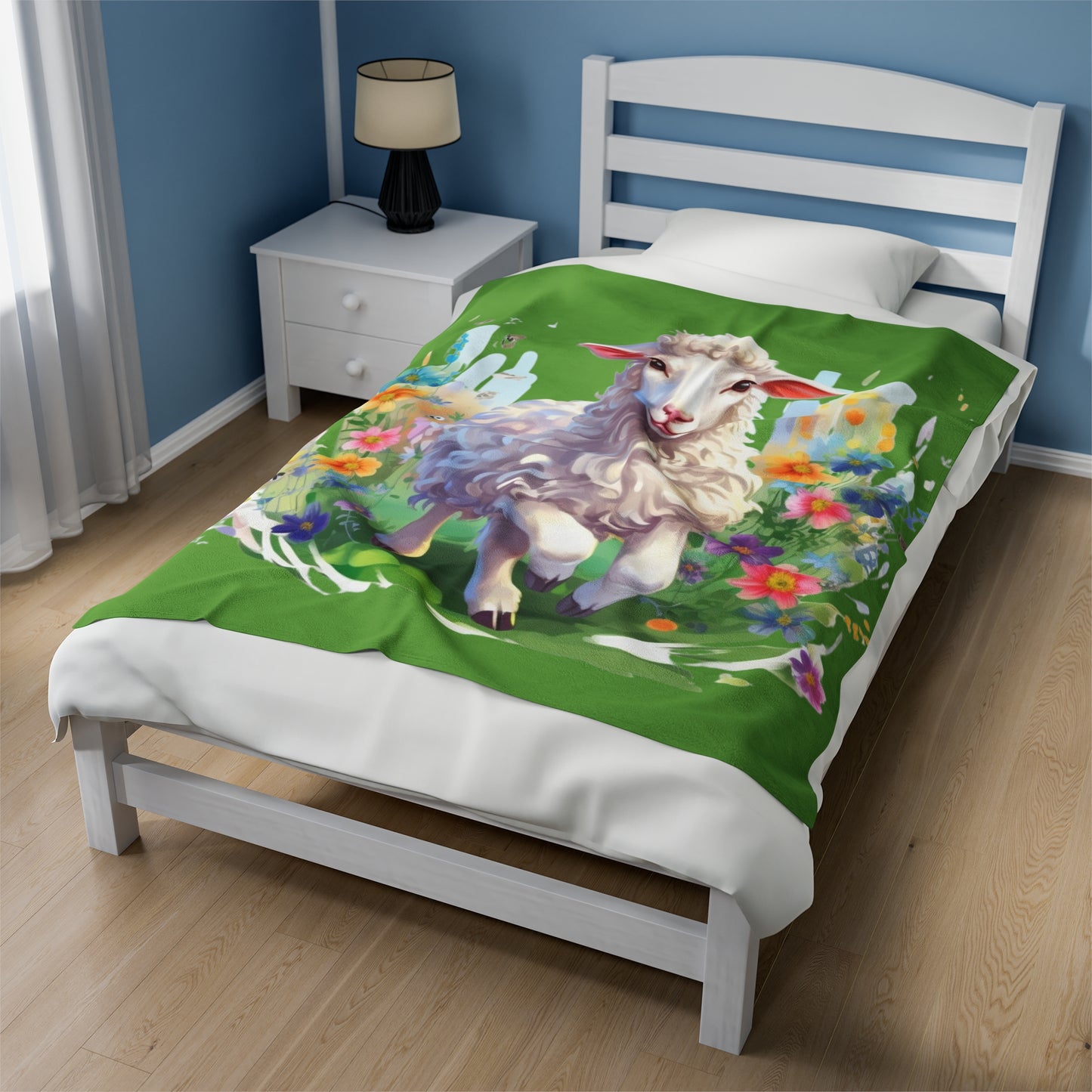 Sheep with Flowers Blanket