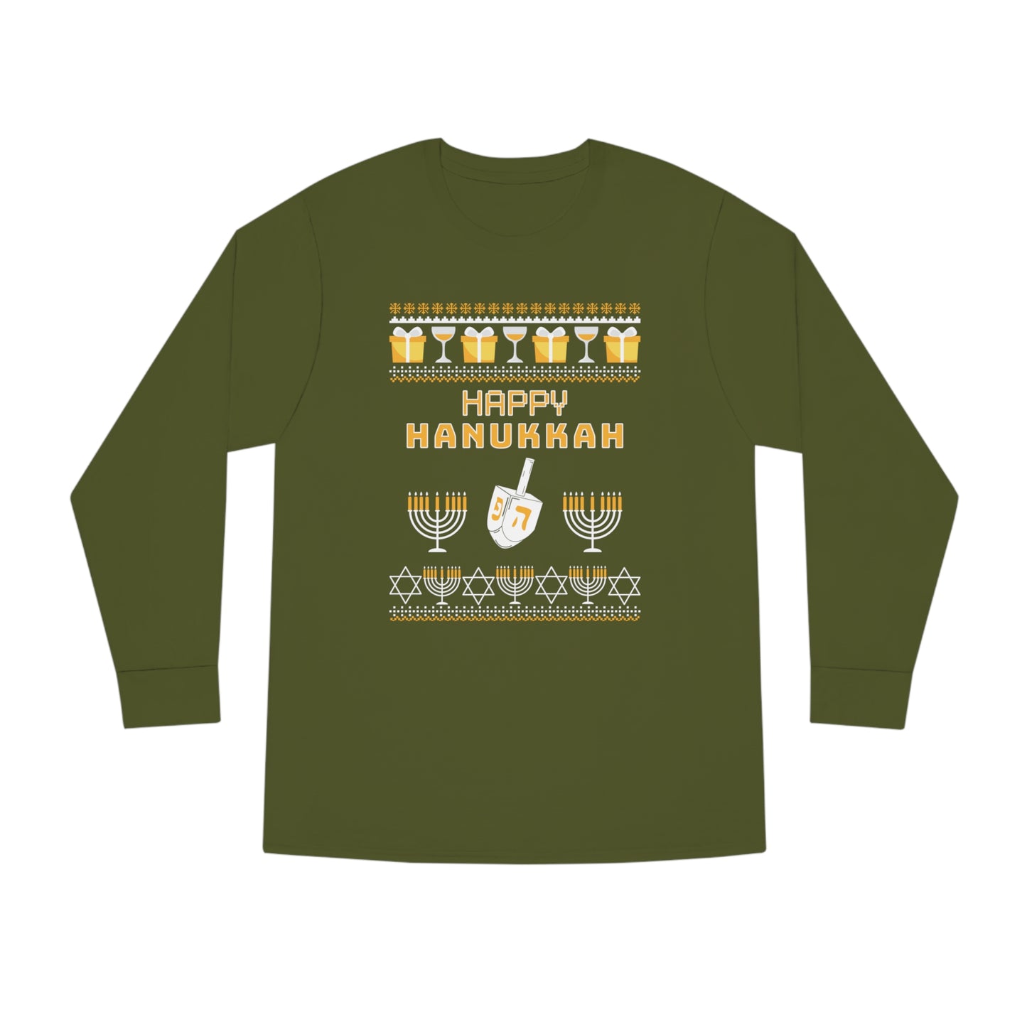 Happy Hanukkah Ugly Christmas Sweater Long Sleeve Tee