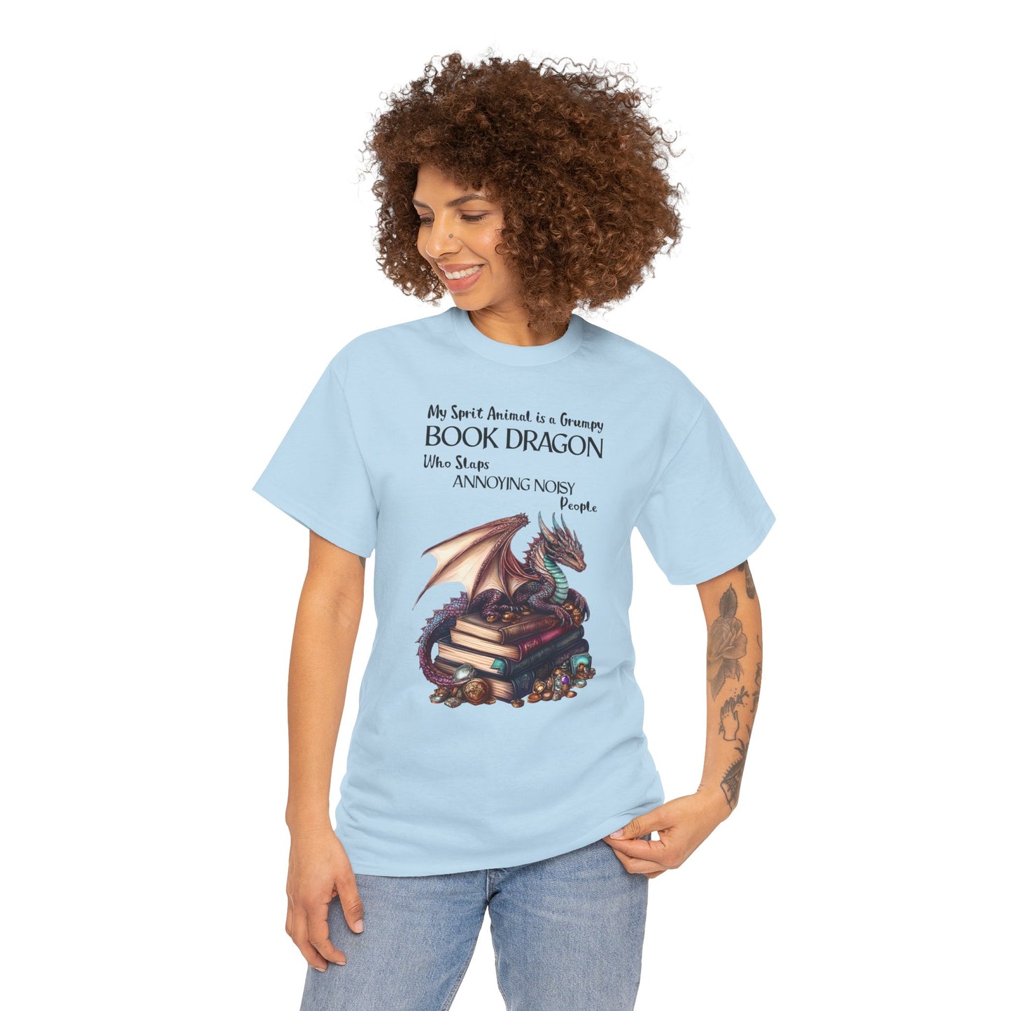My Spirit Animal is a Grumpy Book Dragon Short Sleeve Tshirt
