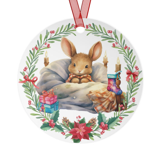 Bunny in Blanket With Presents Ornament