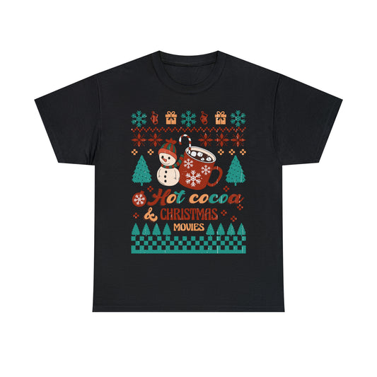 Hot Cocoa Christmas Movies Ugly Sweater Short Sleeve Tee