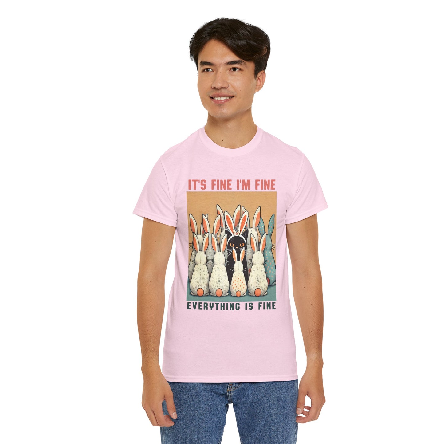 Easter Cat I'm Fine Short Sleeve Tshirt