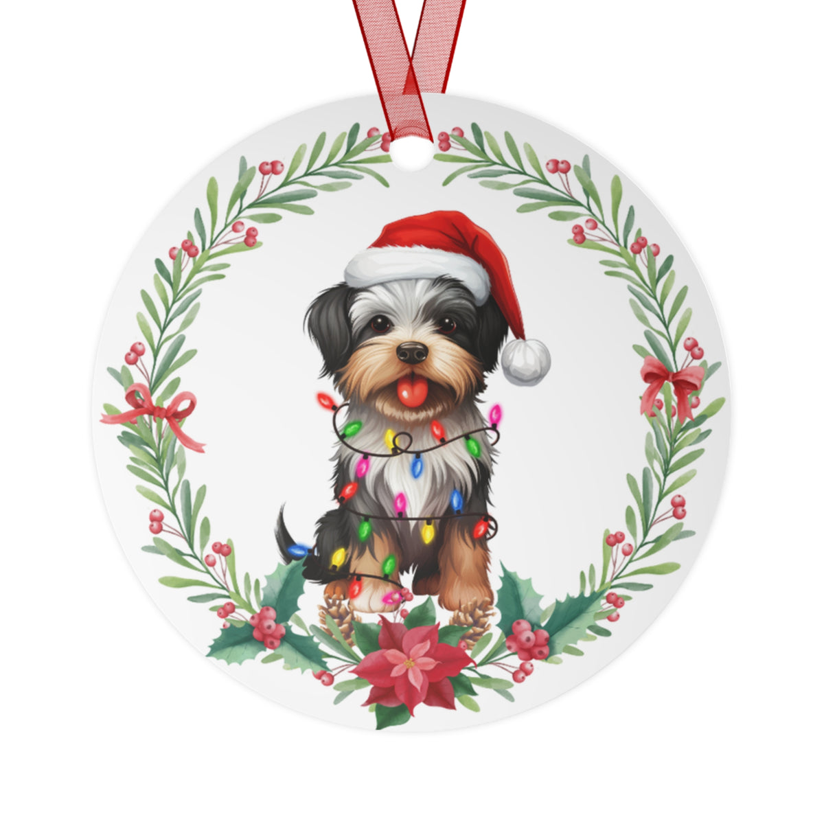 Biewer Terrier Dog in Lights Ornament