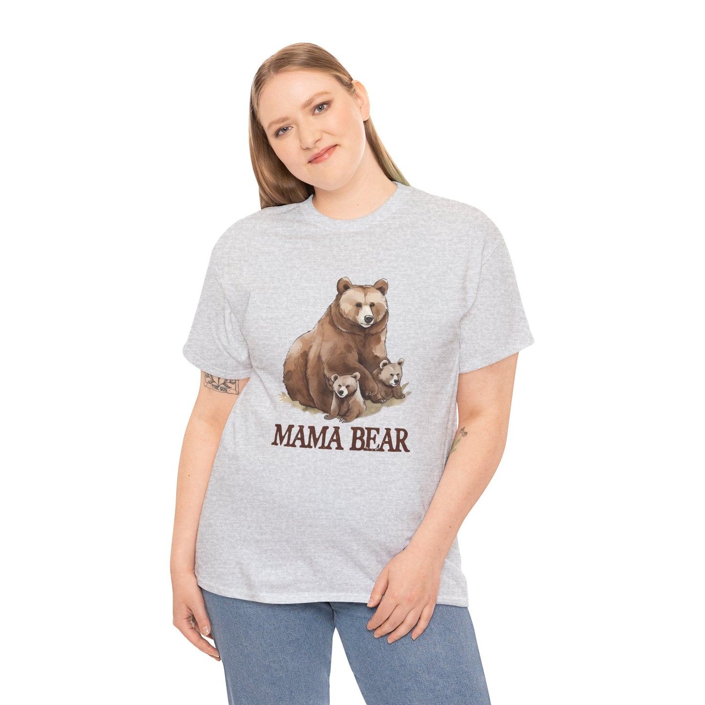 Mama Bear Grizzly Bear with Cubs Short Sleeve Tee