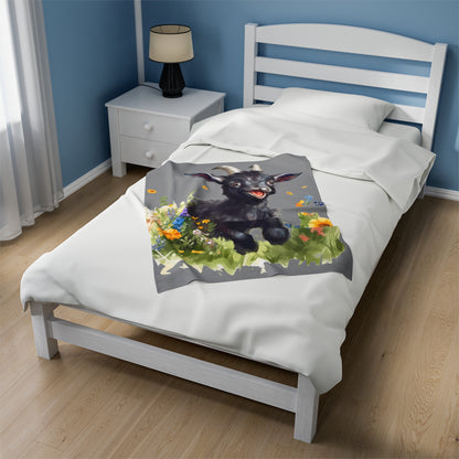 Watercolor Black Ram Lamb Blanket