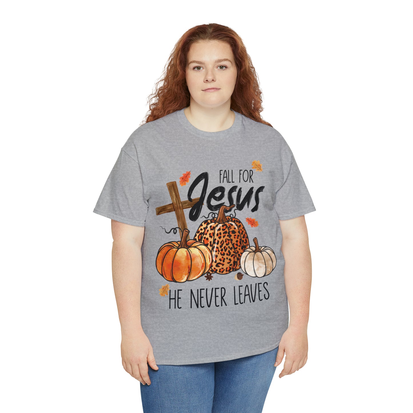 Fall For Jesus He Never Leaves Christian Halloween Short Sleeve Tee