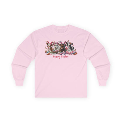 Easter Highland Cows in Bunny Ears Long Sleeve Tshirt