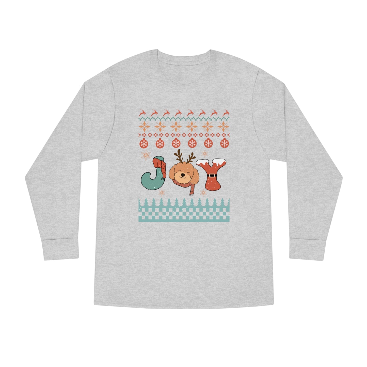 Joy Poodle Doodle Dog Christmas Ugly Sweater Long Sleeve Tee