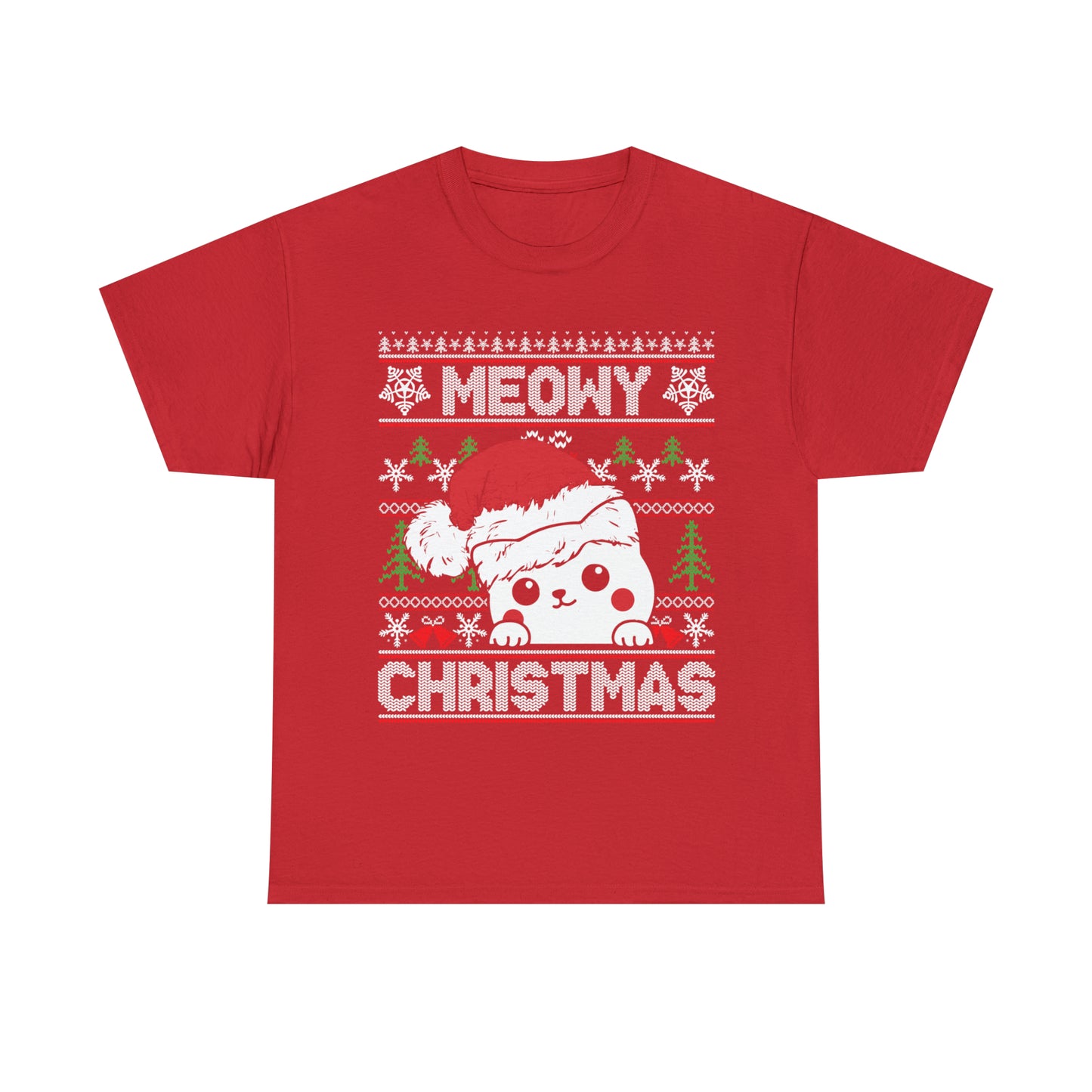 Meowy Christmas Truck Ugly Sweater Short Sleeve Tee