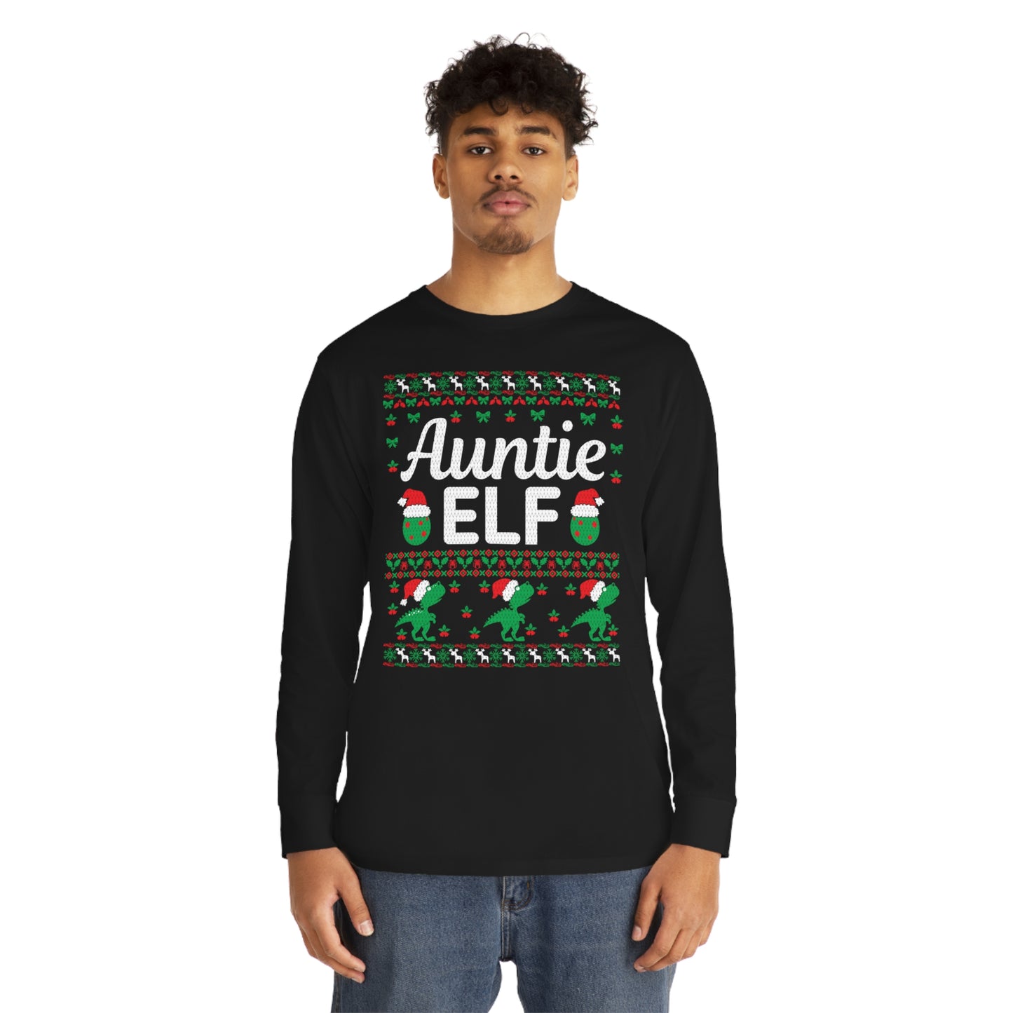 Auntie Elf Christmas Ugly Sweater Long Sleeve T-shirt