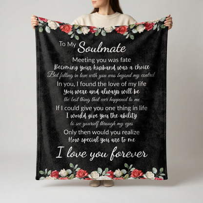 To My Soulmate Meeting You Was Fate Velveteen Blanket