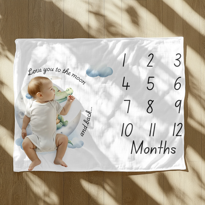 Love You To The Moon And Back Milestone Velveteen Plush Blanket