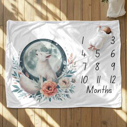 Wolf Milestone Velveteen Plush Blanket