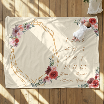 Roses Floral Milestone Blanket