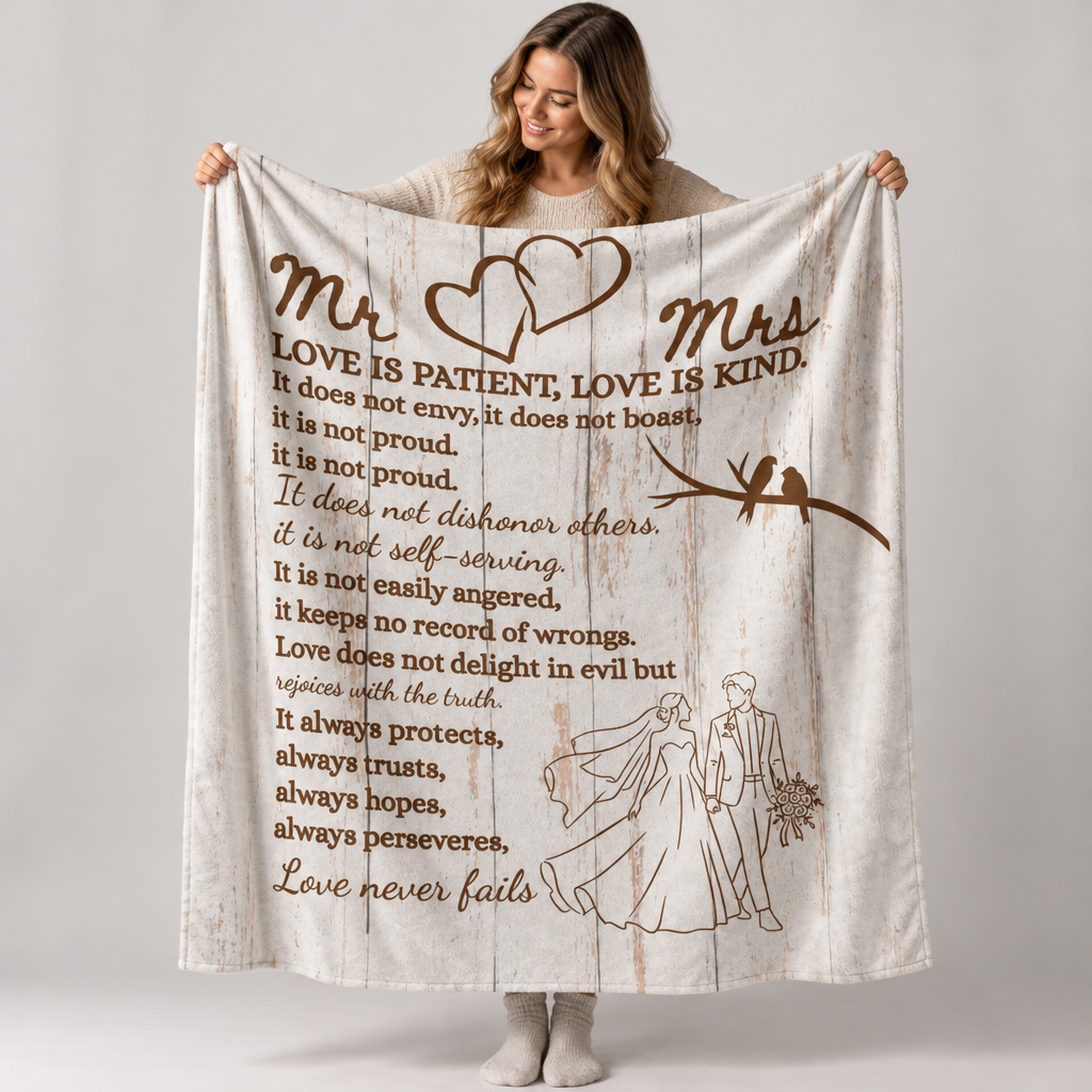 Mr & Mrs Wedding Couple Blanket