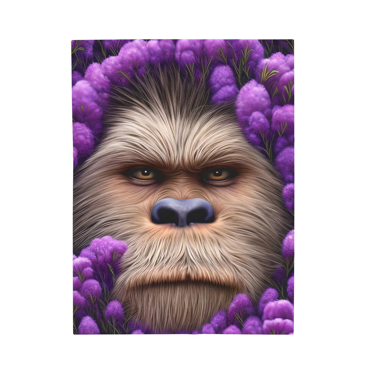 Sasquatch Bigfoot Face in Flowers Blanket