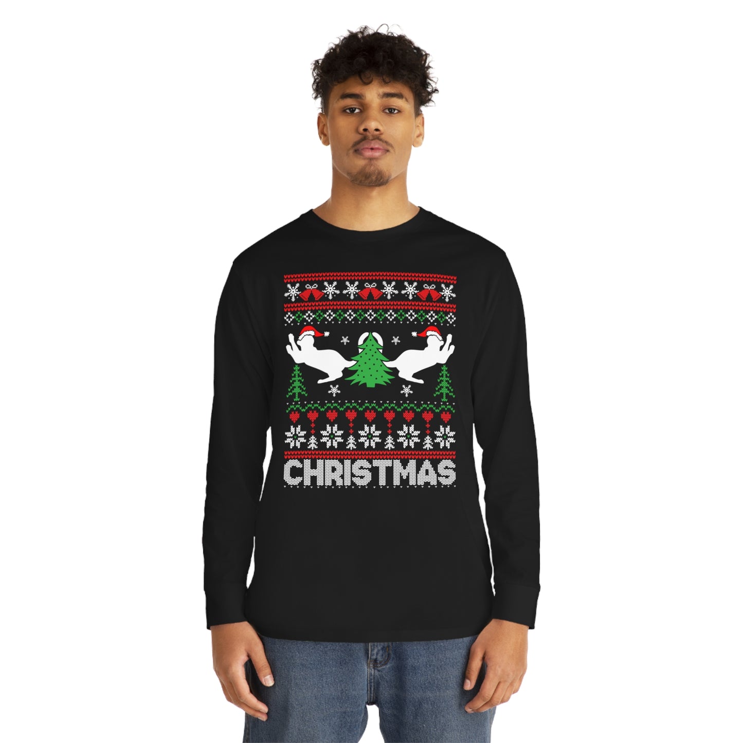 Christmas Cats Ugly Sweater Long Sleeve Tee