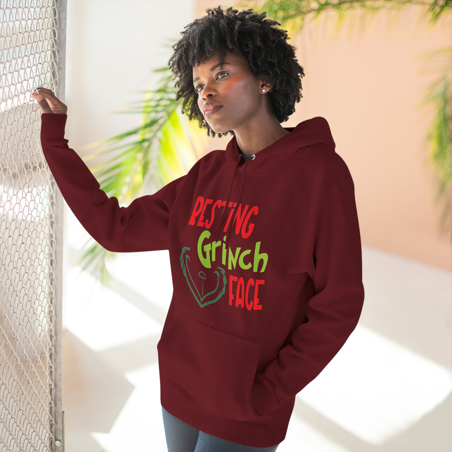 Resting Grinch Face Christmas Pullover Hoodie