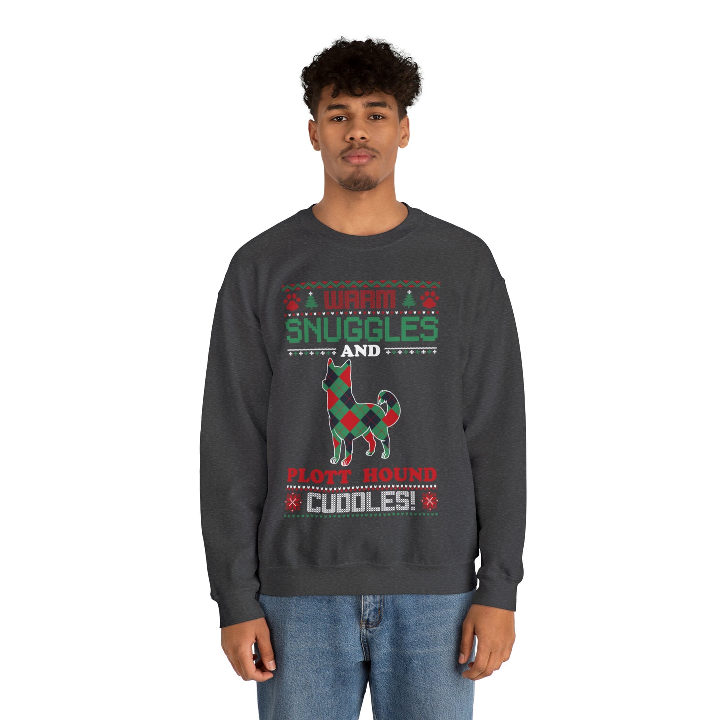 Warm Snuggles and Plott Hound Cuddles Christmas Ugly Sweater Sweatshirt