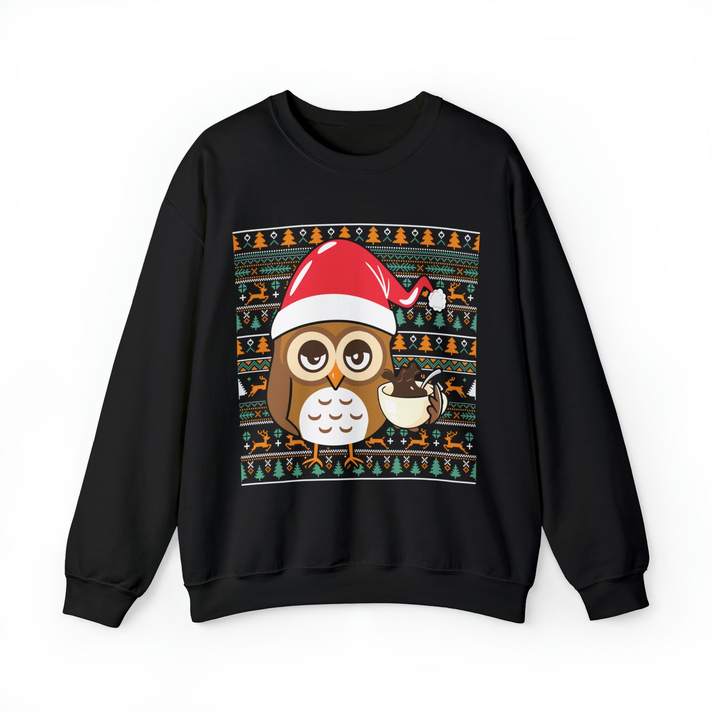 Owl in Santa Hat Ugly Christmas Sweater Sweatshirt