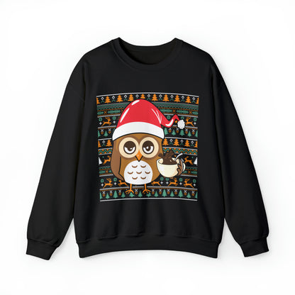 Owl in Santa Hat Ugly Christmas Sweater Sweatshirt
