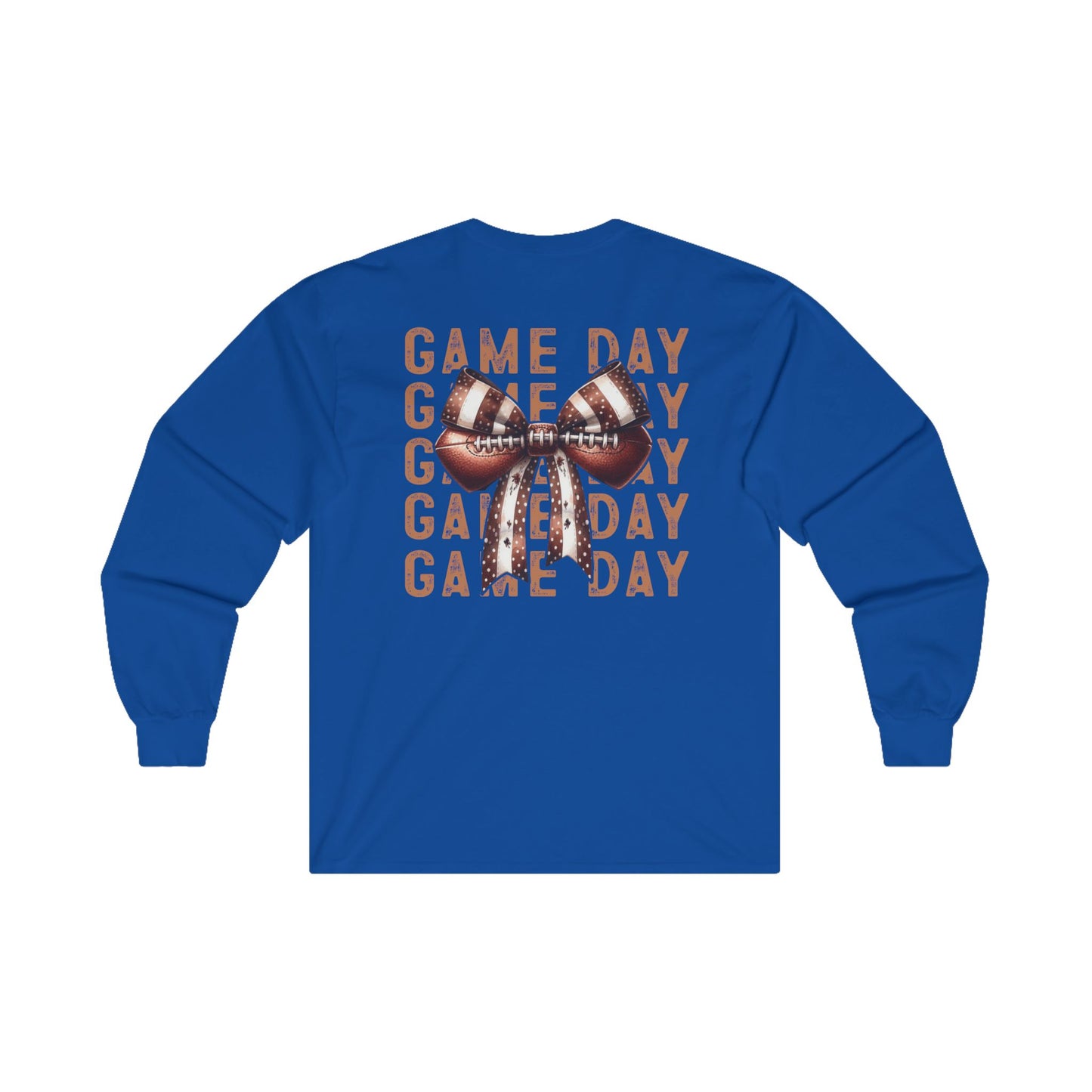 Football Game Day Shirt Mom Dad Parent Football Lover Coquette Bows Long Sleeve T-Shirt