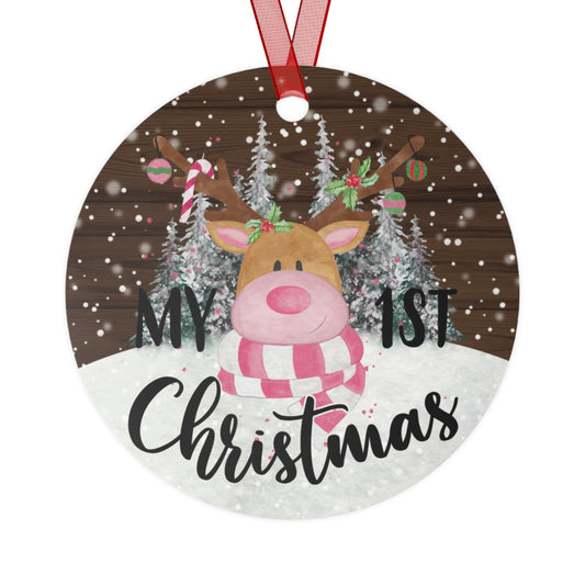 My 1st Christmas Baby Girl Reindeer Ornament