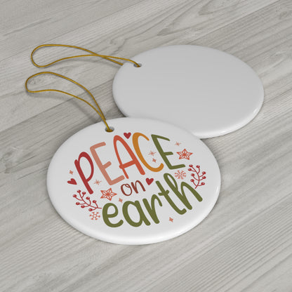 Retro Peace on Earth Christmas Ceramic Ornament