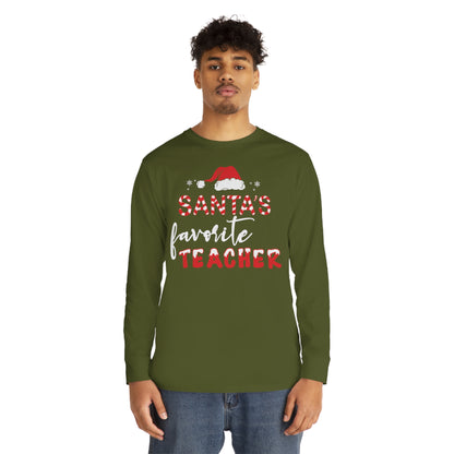 Santa's Favorite Teacher Christmas Long Sleeve Tee