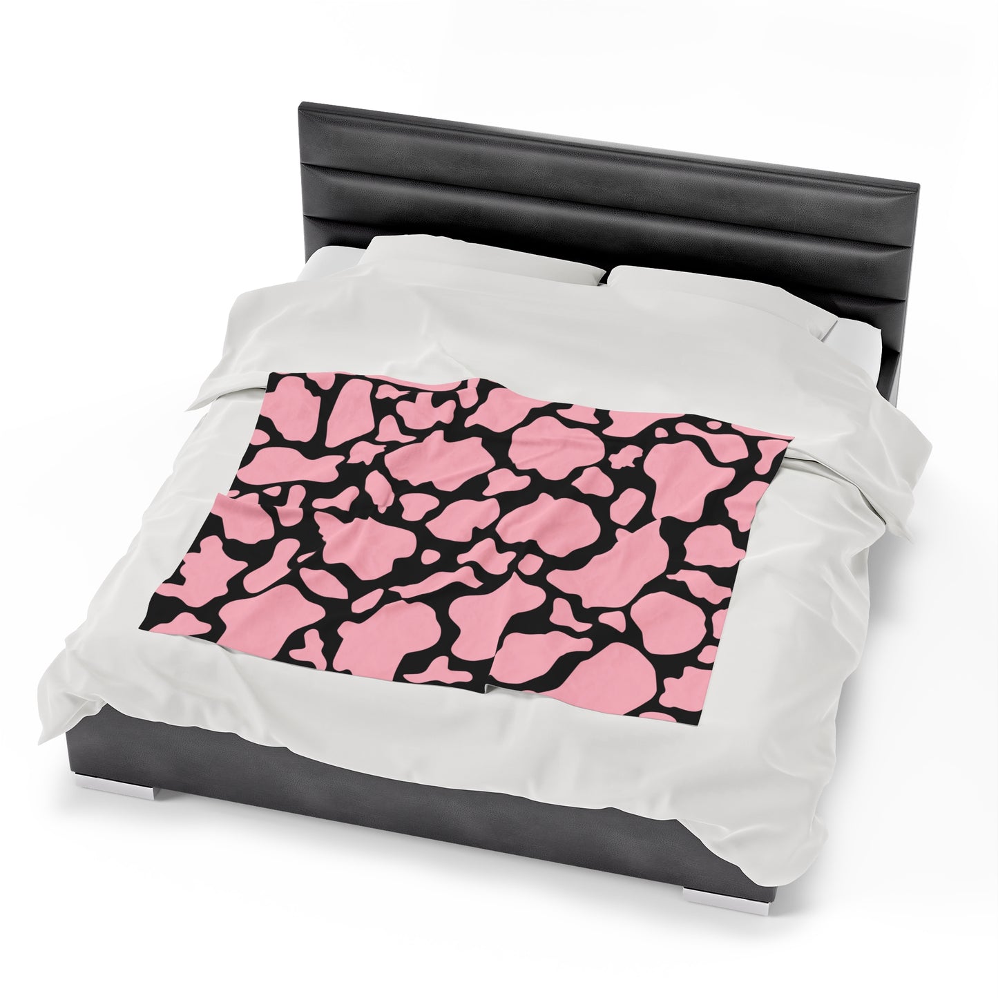 Pink with Black Cow Print Plush Blanket