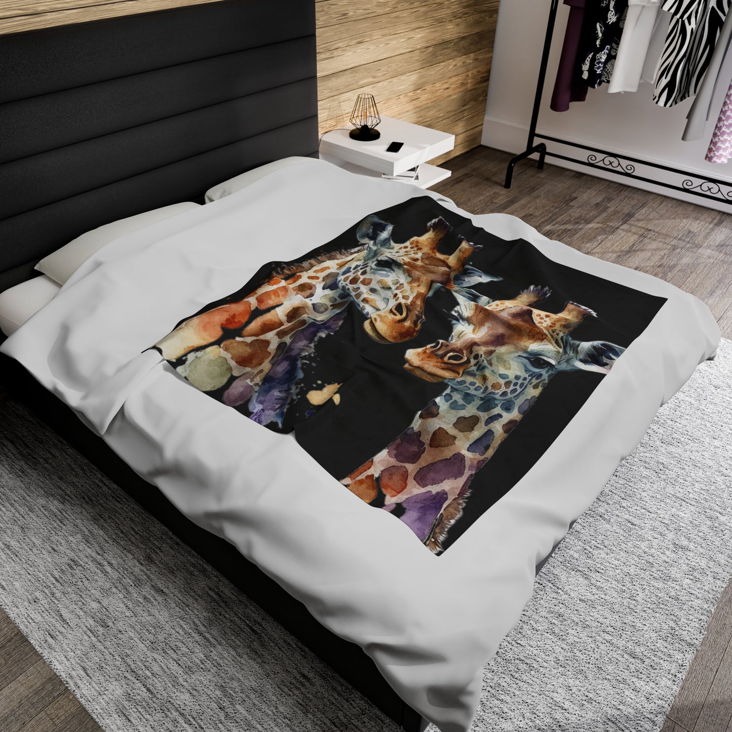 Watercolor Giraffes Blanket