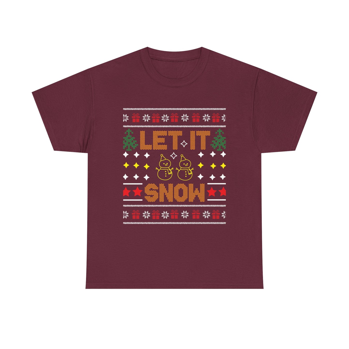 Let It Snow Snowmen Christmas Ugly Sweater Short Sleeve Tee