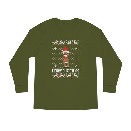 Merry Christmas Rudolph Ugly Christmas Sweater Long Sleeve Tee