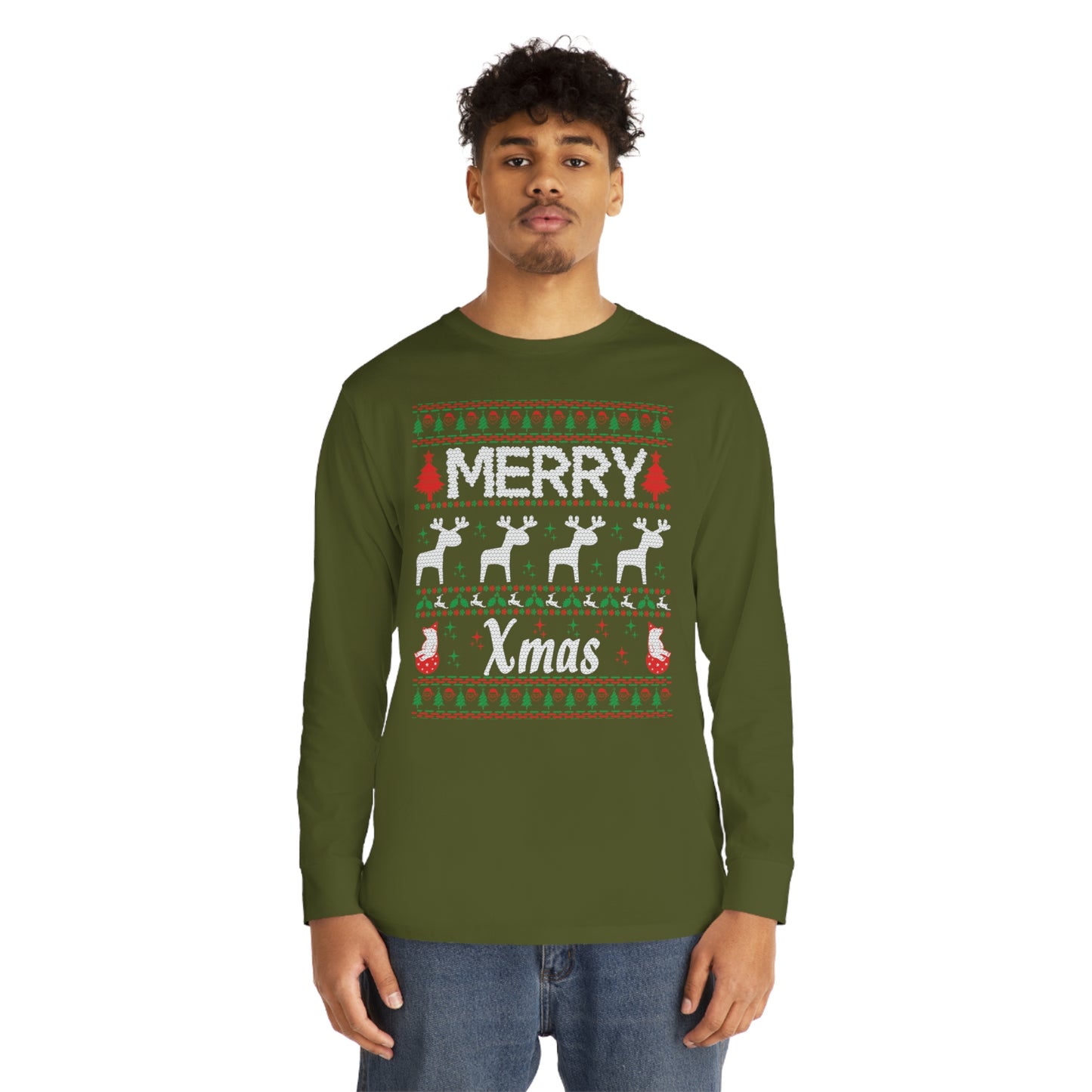 Merry Xmas Raindeers Christmas Ugly Sweater Long Sleeve T-shirt