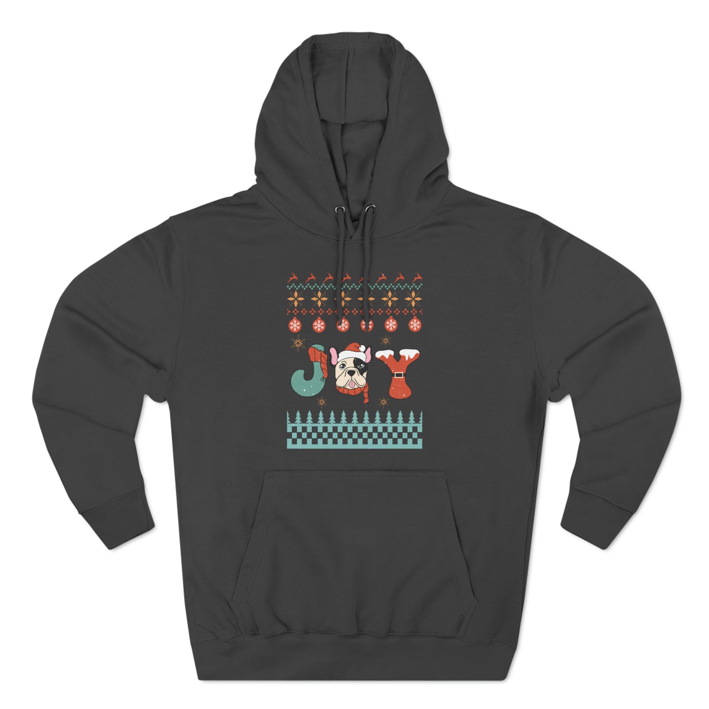 Joy French Bulldog Frenchie Dog Christmas Ugly Sweater Pullover Hoodie