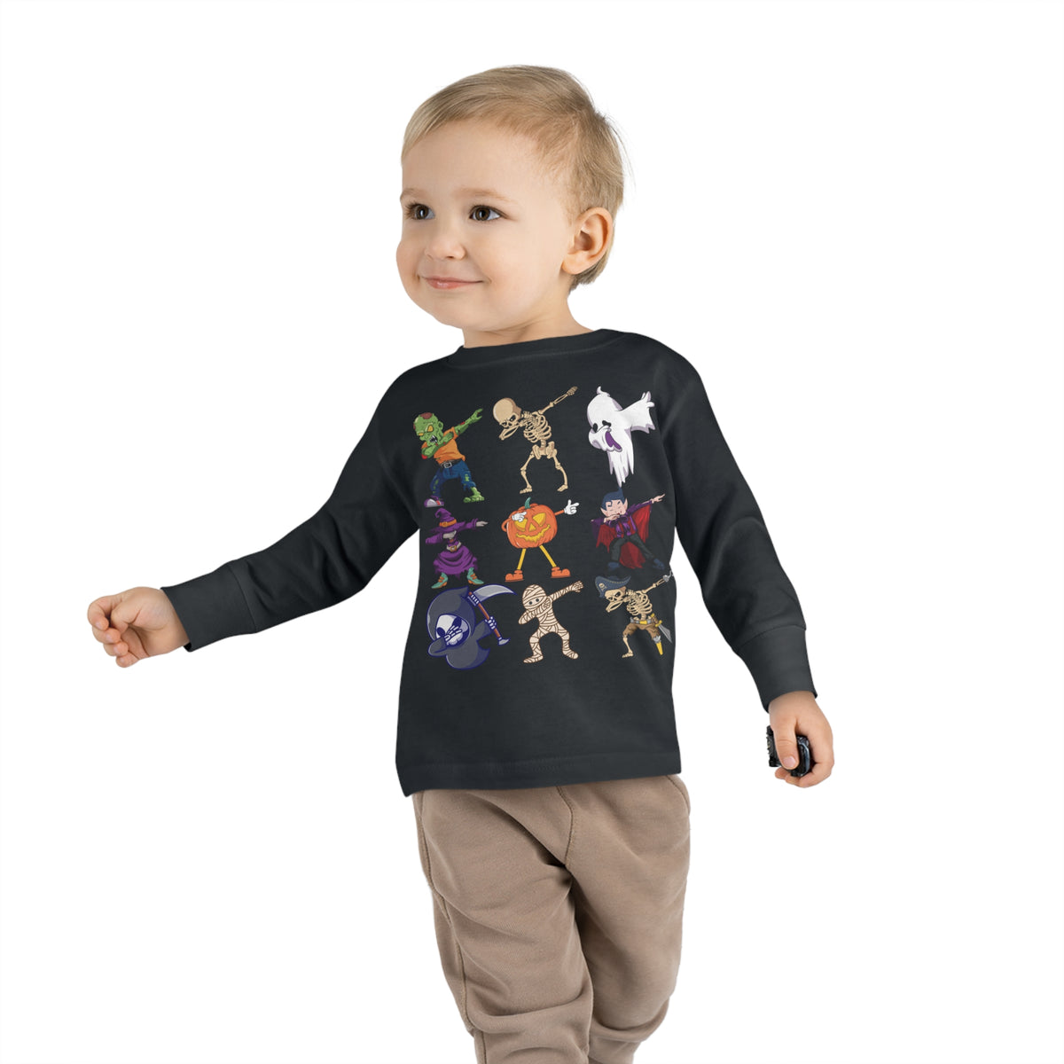 Dabbing Monsters Halloween Toddler Long Sleeve Tee