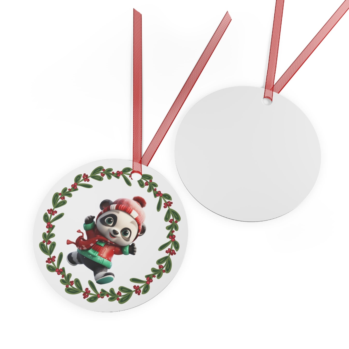 Panda in Sweater Christmas Ornament