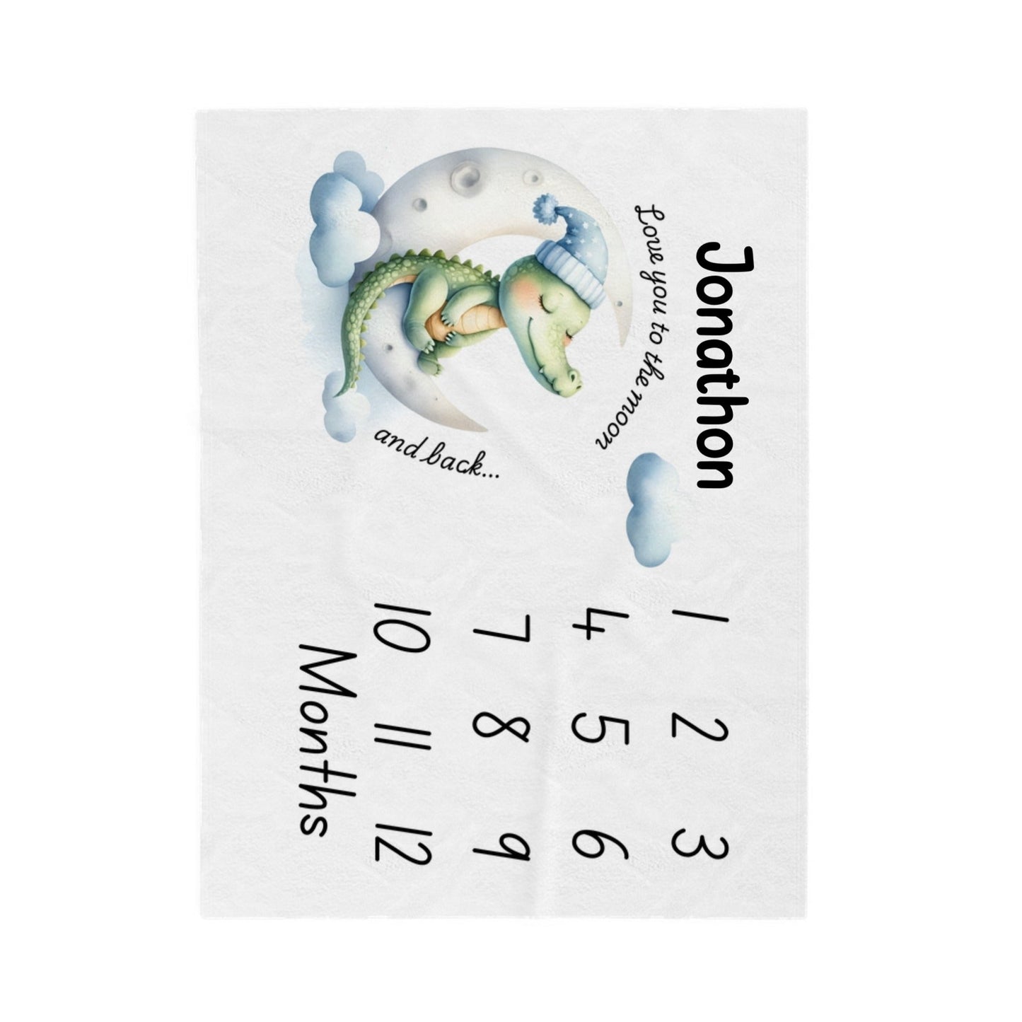 Love You to the Moon and Back Alligator Velveteen Plush Blanket