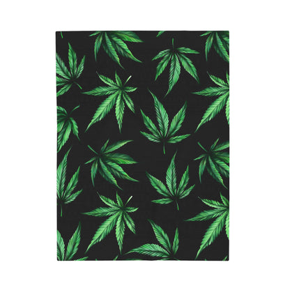 Marijuana Leaf on Black Blanket