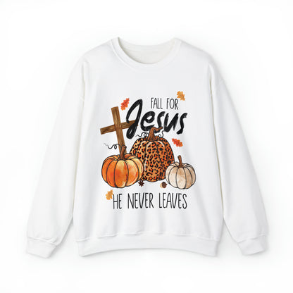 Fall For Jesus He Never Leaves Christian Halloween Sweatshirt