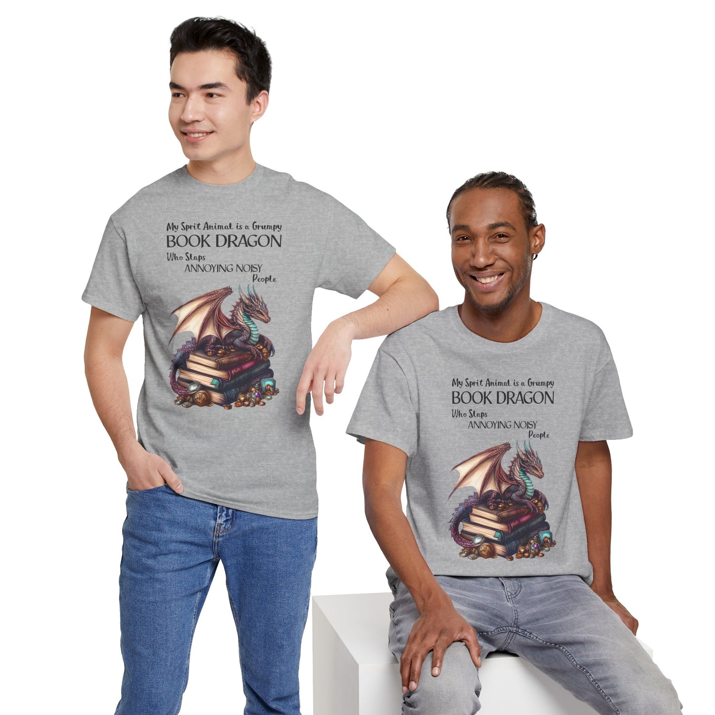 My Spirit Animal is a Grumpy Book Dragon Short Sleeve Tshirt