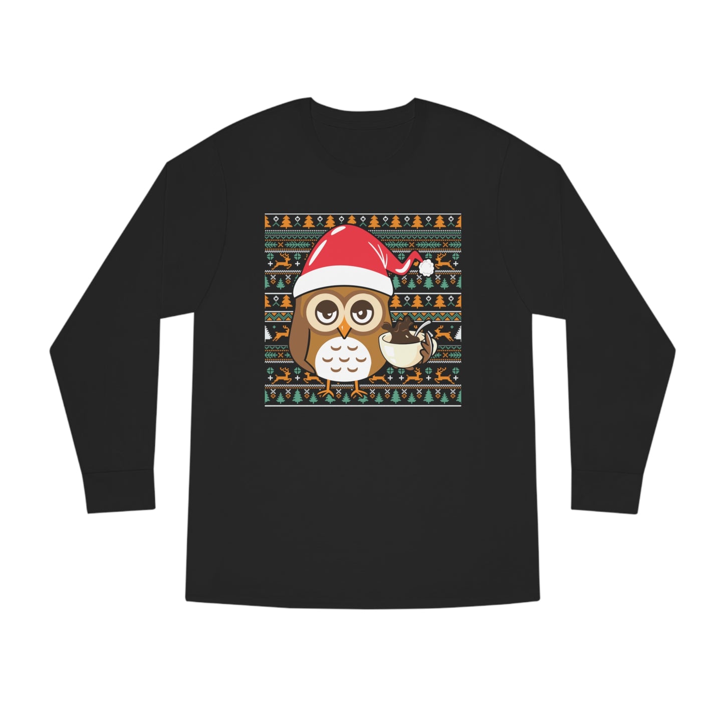 Owl in Santa Hat Ugly Christmas Sweater Long Sleeve T-shirt
