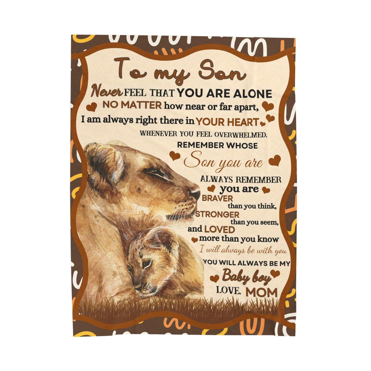 To My Son Lion Hearted Love Soft Velveteen Minky Blanket From Mom Throw Gift