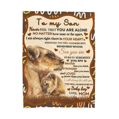 To My Son Lion Hearted Love Soft Velveteen Minky Blanket From Mom Throw Gift