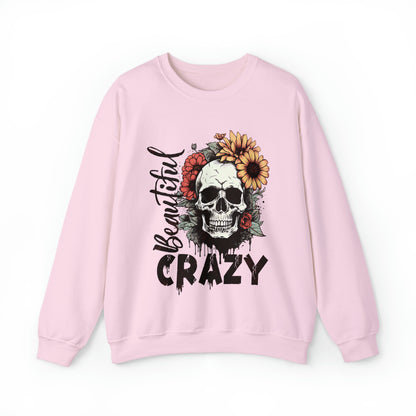 Beautiful Crazy Skull With Flowers Halloween Sweatshirt