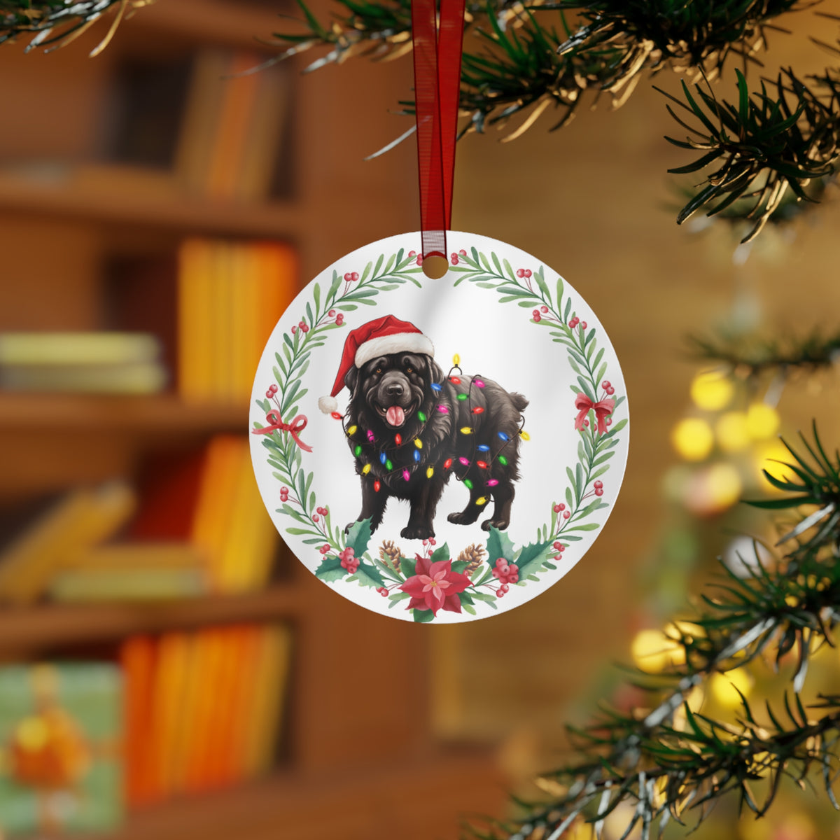 Newfoundland Dog in Lights Ornament