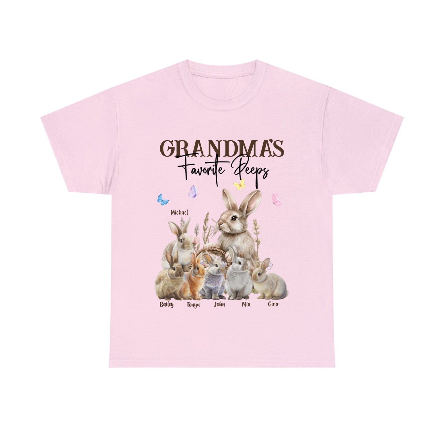 Custom Grandma/Mom's Favorite Peeps Rabbits Easter Heavy Cotton Tee