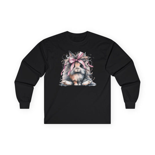 Crazy Long Haired Rabbit With Bow Long Sleeve T-Shirt